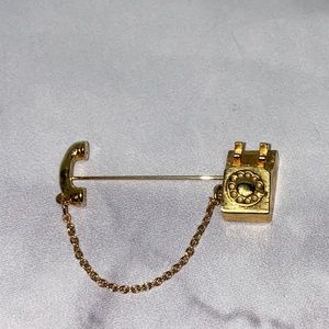 1981 Vintage Avon Telephone Lapel Stick Pin Gold Tone